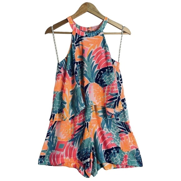 Lilly Pulitzer Edona Romper Goombay Smash Womens Size 0 Pineapple Print $178 - Picture 1 of 10